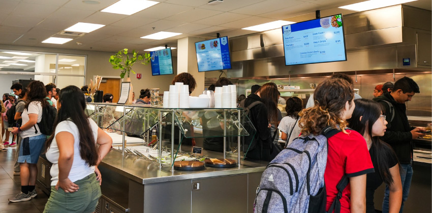 Students standing in line at the WVC Oak Bistro Students standing in line at the WVC Oak Bistro