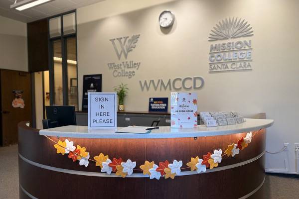 Human Resources front desk with fall decorations