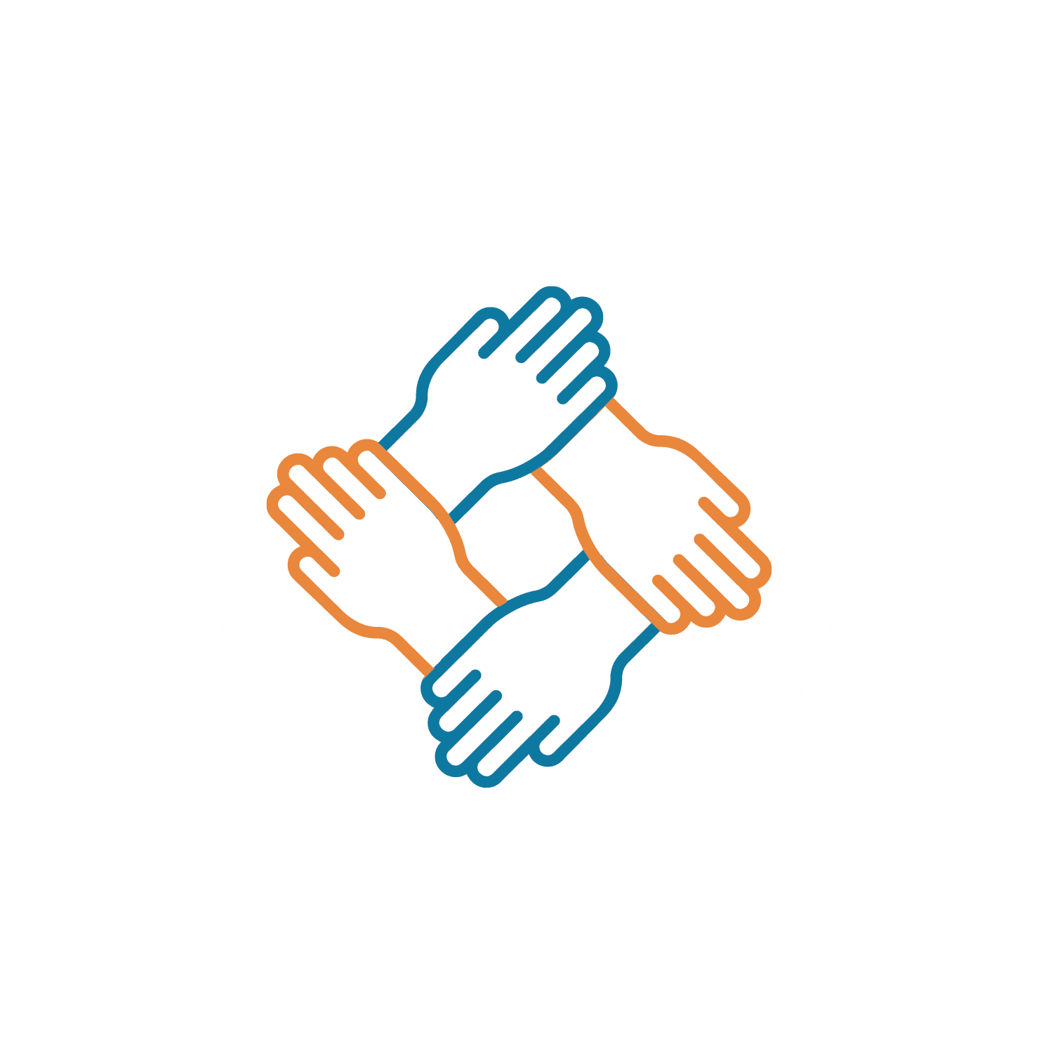 Four hands in circle icon Four hands in circle icon